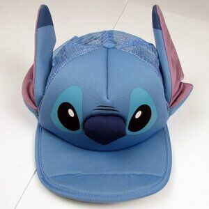 Disney Stitch Ears Mesh Back Trucker Hat Adult Flexible Mouth Brim Cute Rare